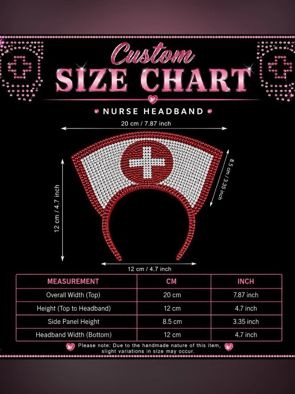 Nurse Rhinestones Custom Halloween Costume Cosplay Headband New